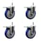 Service Caster 5'' Blue Polyurethane Swivel 7/16'' Stem Caster Set with Total Lock Brake, 4PK SCC-GRTTL20S514-PPUB-BLUE-716138-4 - alternate 1